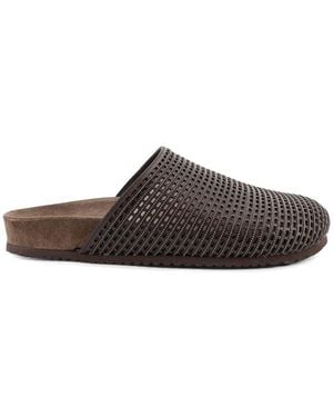 Brunello Cucinelli Pantuflas de piel - Marrón