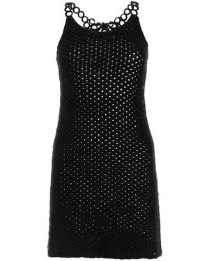 Chloé Crochet Wool Mini Dress - Black