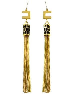 Elisabetta Franchi Long Ohrringe mit Logo - Mettallic
