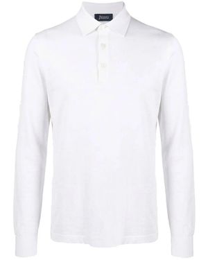 Herno Langarm-Poloshirt - Weiß