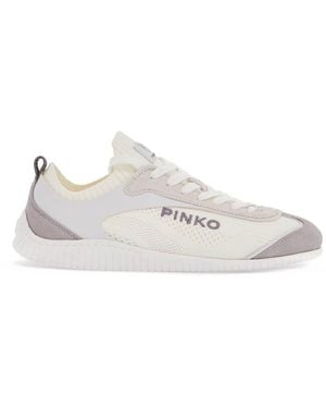 Pinko Sneakers Tessuto Knit Latte Con Dettagli Grigio Chiaro-Donna - Multicolore