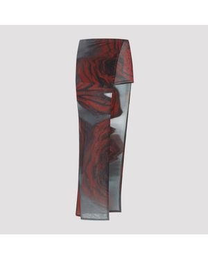 Jean Paul Gaultier Blurry Roses Asymmetric Midi Skirt - Brown
