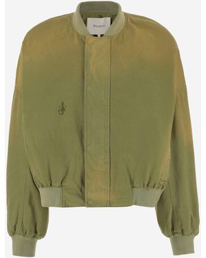 JW Anderson Jw Anderson Cotton Bomber Jacket Met Logo - Groen