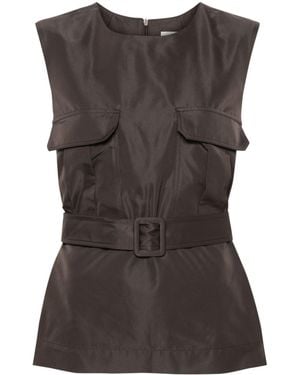P.A.R.O.S.H. Sleeveless Belted Top - Gray
