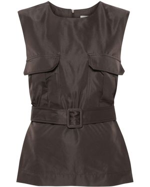 P.A.R.O.S.H. Sleeveless Belted Top - Grey