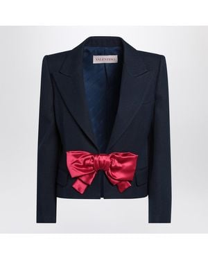 Valentino Viscose Jacket With Bow - Blue
