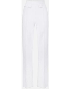Elisabetta Franchi Trousers With Embroidered Logo - White
