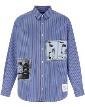 Comme Des GarÃ§ons Homme Patch Striped Shirt - Blue