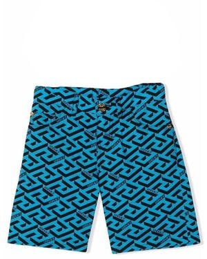 Versace Short With Logo - Blue