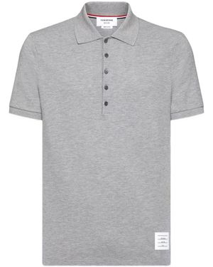 Thom Browne Polo Con Dettaglio A 4 Righe - Grigio