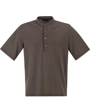 Herno Jersey Polo Shirt With Seraph Collar - Gray