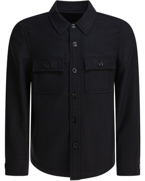 Tom Ford Wool And Silk Overshirt Jacket Jackets And Coats - Black