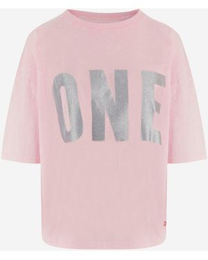 ONE TEE Cotton T Shirt With Logo - Pink