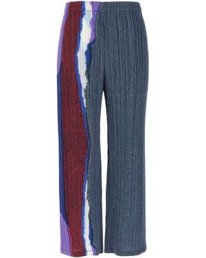 Pleats Please Issey Miyake Falten bitte Issey Miyake 'körnige Farben' Hosen - Blau