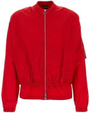 Fendi Red Nylon Bomber Jacket