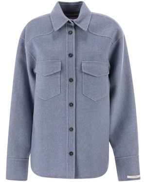 Sportmax Palpiti Oversized Overhemd Van Zuivere Wol - Blauw