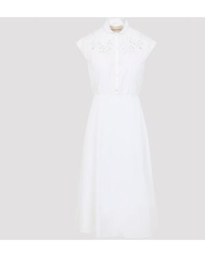 Valentino Embroidered Midi Dress - White