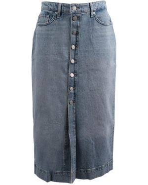 7 For All Mankind Buttoned Midi Skirt - Blue