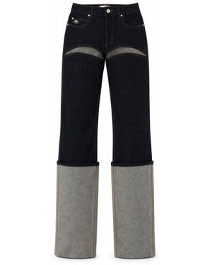 Jean Paul Gaultier Cut-Out Mid-Rise Straight-Leg Cotton Trousers - Black
