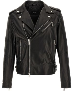 DSquared² Bikerjacke aus Leder - Schwarz