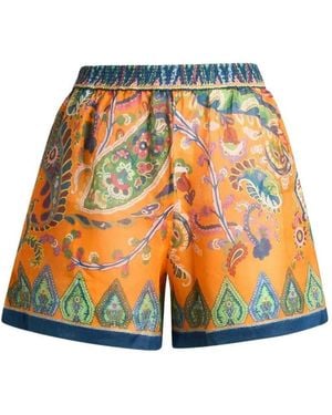 Etro Pantalones Cortos Con Cordones Estampados - Amarillo