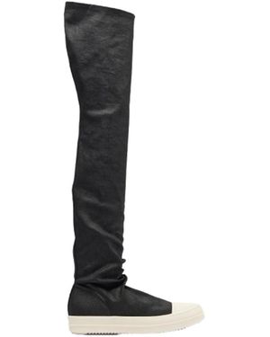 Rick Owens Denim Boots High Sock Sneakers - Schwarz
