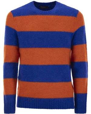 Polo Ralph Lauren Gestreepte Trui Met Suède Patches - Blauw