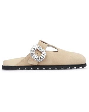 Roger Vivier Slidy Viv Closed T-Strap Mule - White