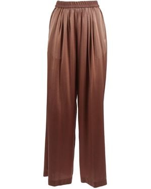 forte_forte Pantalone Elastico Loose Raso Seta Stretch Shiny - Brown
