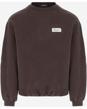 Jacquemus Cotton Sweatshirt With Logo - Brown