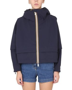 K-Way Windbreaker With Logo - Blue