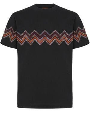 Missoni T -Shirt mit Zick -Zack -Druck - Schwarz