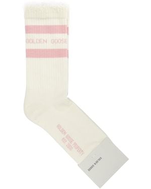 Golden Goose Distressed Sports Socks - White