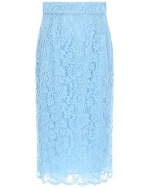 Dolce & Gabbana Lace Midi Skirt - Blue
