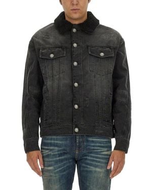 Balmain Distressed Denim Jacket - Black
