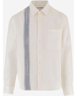 JW Anderson Jw Anderson Linen Shirt With Linen Shirt With Logo - White