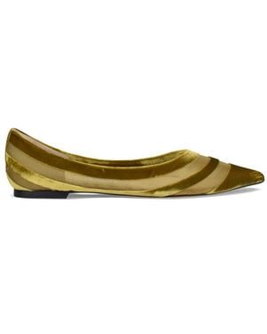 Jimmy Choo Velvet Fishnet Pointed Ballerinas - Yellow