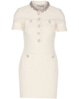 Self-Portrait Fitted Dress With Decorative Buttons - Natur