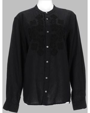 P.A.R.O.S.H. P. A.R. O. H. Embroidered Linen Shirt For - Black