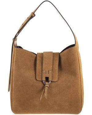 Hogan Suede Shoulder Bag With H Detail - Brown