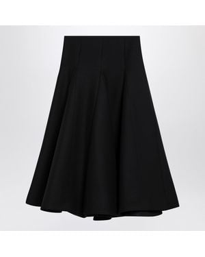 Valentino Silk Flounced Midi Skirt - Black
