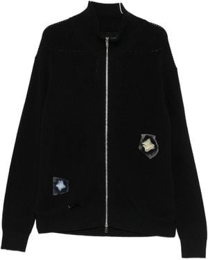 Song For The Mute 'Flower' Zip Up Funnel Cardigan - Black
