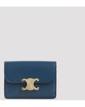 Celine Porta Carte Con Patta - Blu