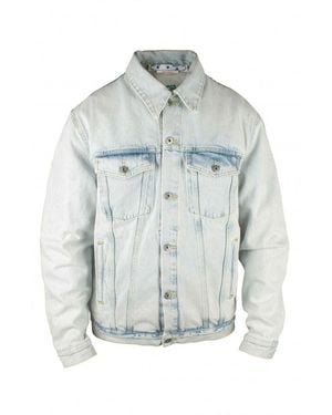 Off-White c/o Virgil Abloh Light Denim Jacket With Graffiti Logo - Blue