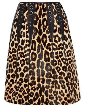 Bottega Veneta Gonna in pelle di vitello stampata leopardata - Nero