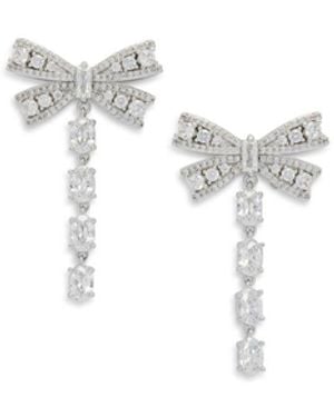 Self-Portrait Dangling Earrings With Crystals - White