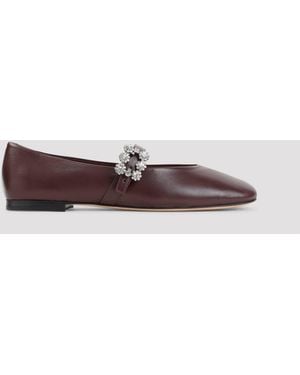 Roger Vivier Mini Flowers Srass Ballerina - Brown