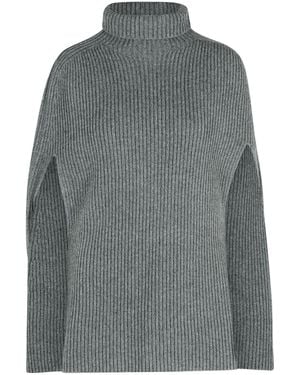 Jil Sander 'Koala' Wool Turtleneck Cape - Grey