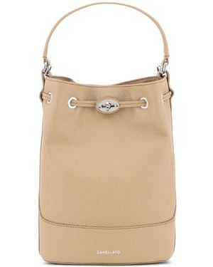 Zanellato Monda' Daily Small Leather Bucket Bag - Natural
