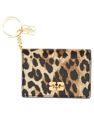 Ganni Bou Leopard Leather Wallet - Metallic